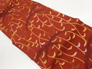 雪芝に柳模様織出し名古屋帯